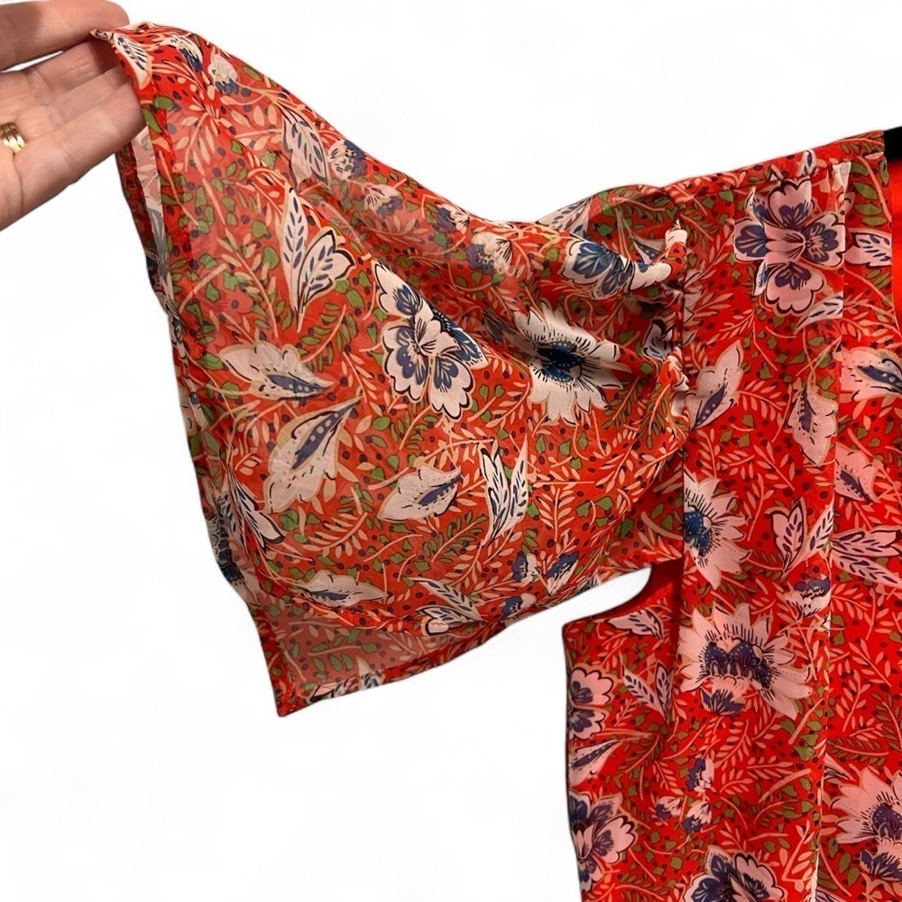 Sam Edelman tiered ruffle flutter sleeve red dress size 6 - Picture 4 of 13